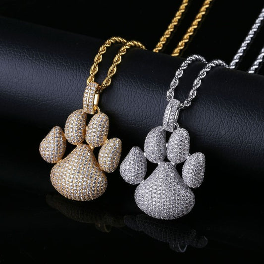 Fabulous Bling Pawprint on 24" Rope Chain!