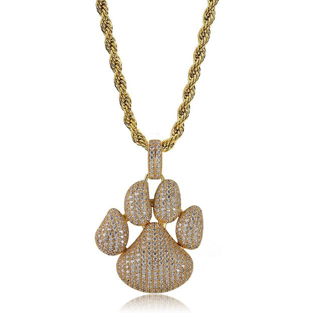 Fabulous Bling Pawprint on 24" Rope Chain!